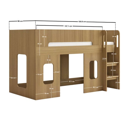 Flair Furniture Lino Playhouse Mid Sleeper Bed, Oak — image 6