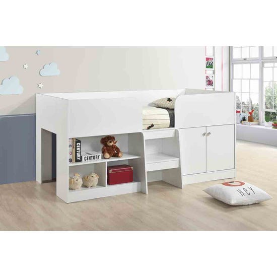 Swish Furniture Nova Low Sleeper Children's Bed Frame, Shelves, White — image 2