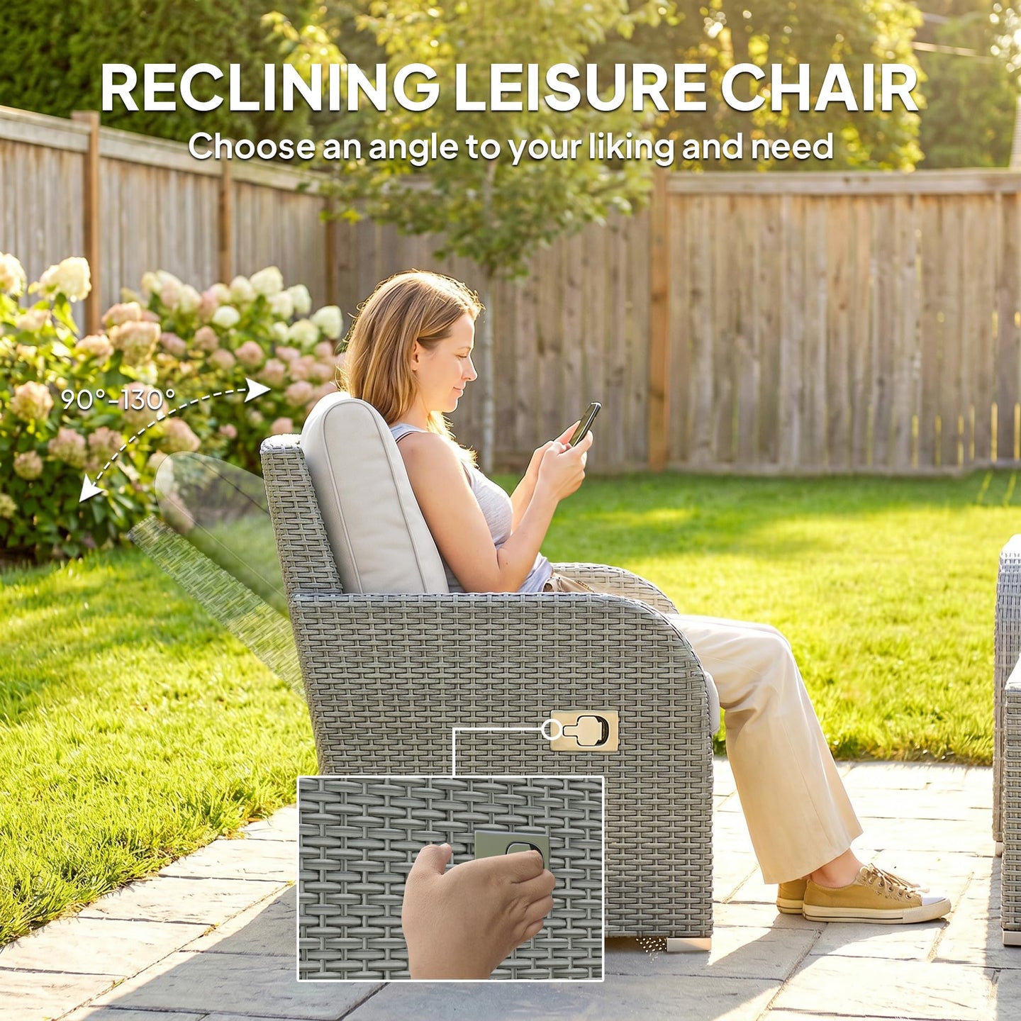 Outsunny 7 Seater Rattan Garden Furniture Set with Reclining Chairs — image 3