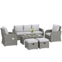 Outsunny 7 Seater Rattan Garden Furniture Set with Reclining Chairs thumbnail 1
