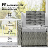 Outsunny 7 Seater Rattan Garden Furniture Set with Reclining Chairs thumbnail 5