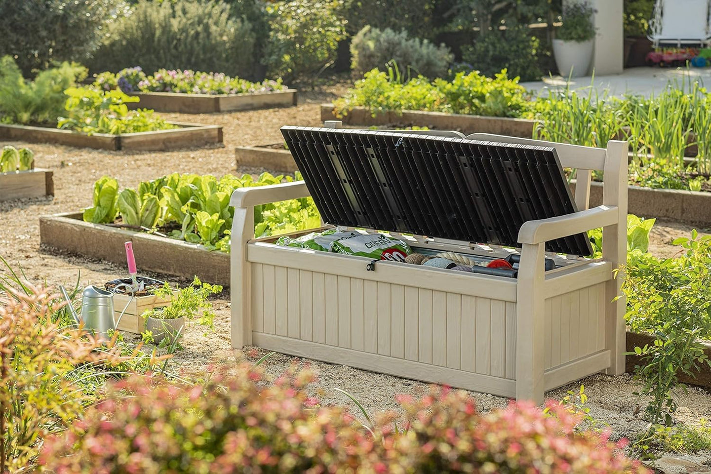 265 L Weather-Resistant Outdoor Garden Storage Bench — image 8