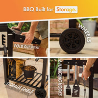 VonHaus XL Charcoal BBQ Grill and Smoker with Warming Rack thumbnail 6