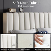 Yaheetech Bed Frame, Channel Tufted Wing Headboard thumbnail 4