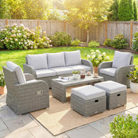 Outsunny 7 Seater Rattan Garden Furniture Set with Reclining Chairs thumbnail 2
