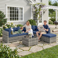 Outsunny 8-Piece Modular Rattan Corner Sofa Set with Glass Coffee Table thumbnail 9