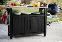 Keter Unity XL Portable Outdoor Table and Storage Cabinet with Hooks for Grill Accessories-Stainless Steel Top for Patio Kitchen Island or Bar Cart, Dark Grey thumbnail 8