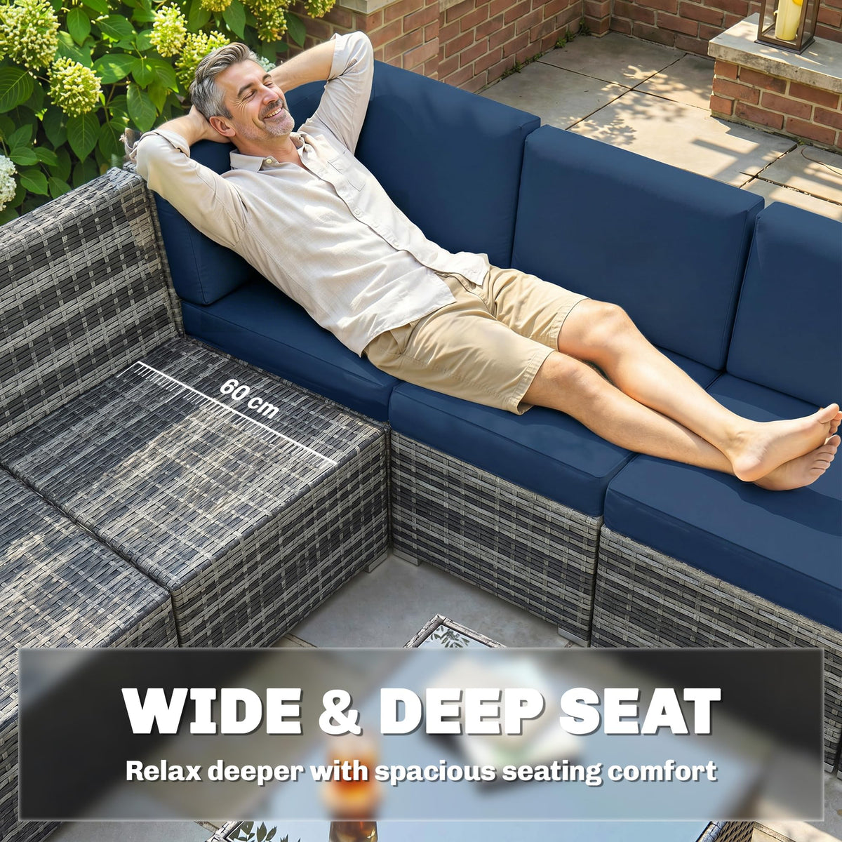 Outsunny 8-Piece Modular Rattan Corner Sofa Set with Glass Coffee Table — image 5