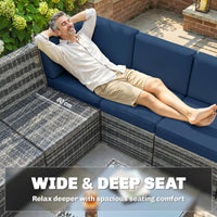 Outsunny 8-Piece Modular Rattan Corner Sofa Set with Glass Coffee Table thumbnail 5