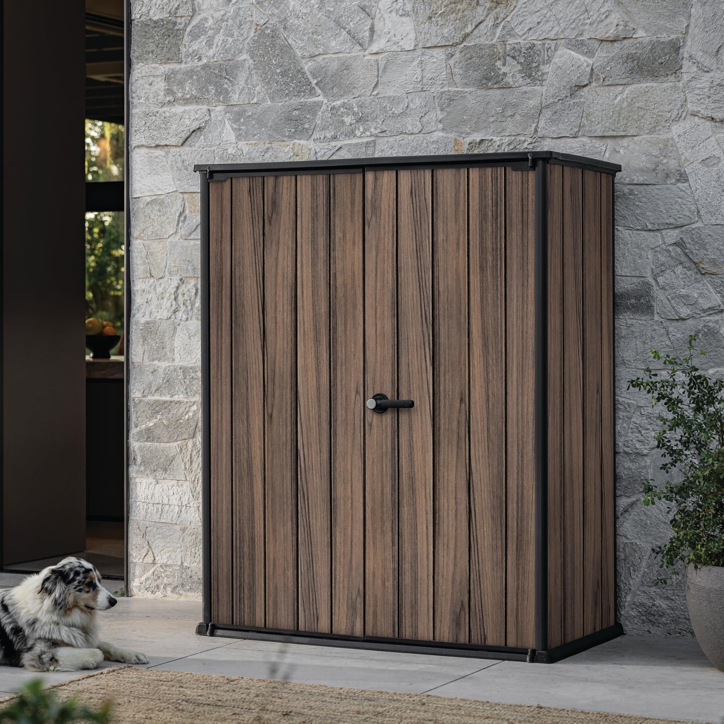 Keter 1400L Weatherproof Vertical Outdoor Storage Cabinet with Shelves — image 5
