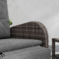 3-Piece Rattan Garden Bistro Set with Reclining Chairs & Coffee Table thumbnail 8