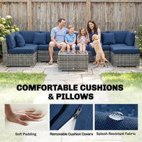 Outsunny 8-Piece Modular Rattan Corner Sofa Set with Glass Coffee Table thumbnail 6