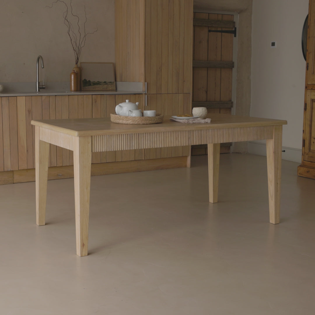Raleigh Whitewash Oak Rectangular Dining Table Set - 6 Seater - Freya Sand Dining Chairs - Whitewash Oak Legs — image 2