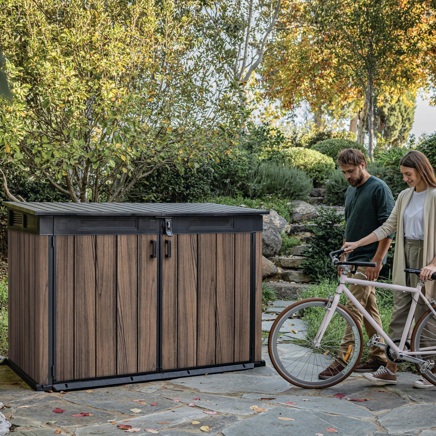 Keter 2020 L Large Outdoor Horizontal Storage Shed with Lockable Doors — image 2