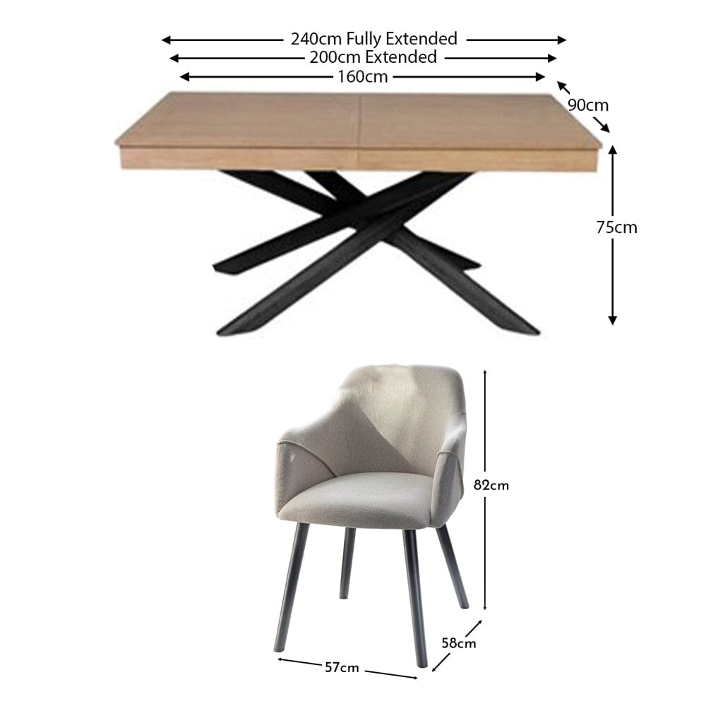 Amelia Whitewash Extendable Dining Table Set - 6 Seater - Freya Sand Carver Chairs - Black Legs — image 8