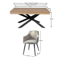 Amelia Whitewash Extendable Dining Table Set - 6 Seater - Freya Sand Carver Chairs - Black Legs thumbnail 8
