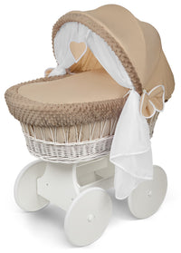 Lullaby Lane White Wicker Moses Basket With Stand And Canopy Wheels For Easy Mobility And Cozy Newborn Sleep thumbnail 1