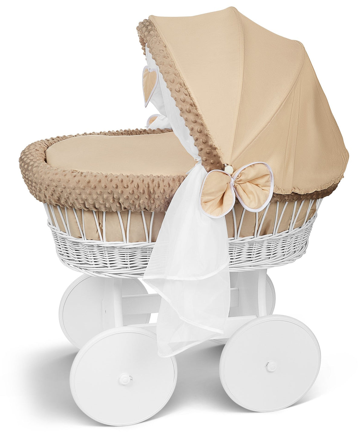 Lullaby Lane White Wicker Moses Basket With Stand And Canopy Wheels For Easy Mobility And Cozy Newborn Sleep — image 5
