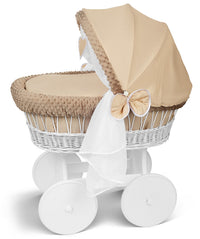 Lullaby Lane White Wicker Moses Basket With Stand And Canopy Wheels For Easy Mobility And Cozy Newborn Sleep thumbnail 5