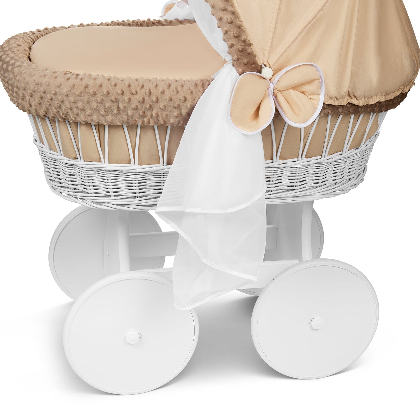 Lullaby Lane White Wicker Moses Basket With Stand And Canopy Wheels For Easy Mobility And Cozy Newborn Sleep — image 6