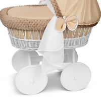 Lullaby Lane White Wicker Moses Basket With Stand And Canopy Wheels For Easy Mobility And Cozy Newborn Sleep thumbnail 6