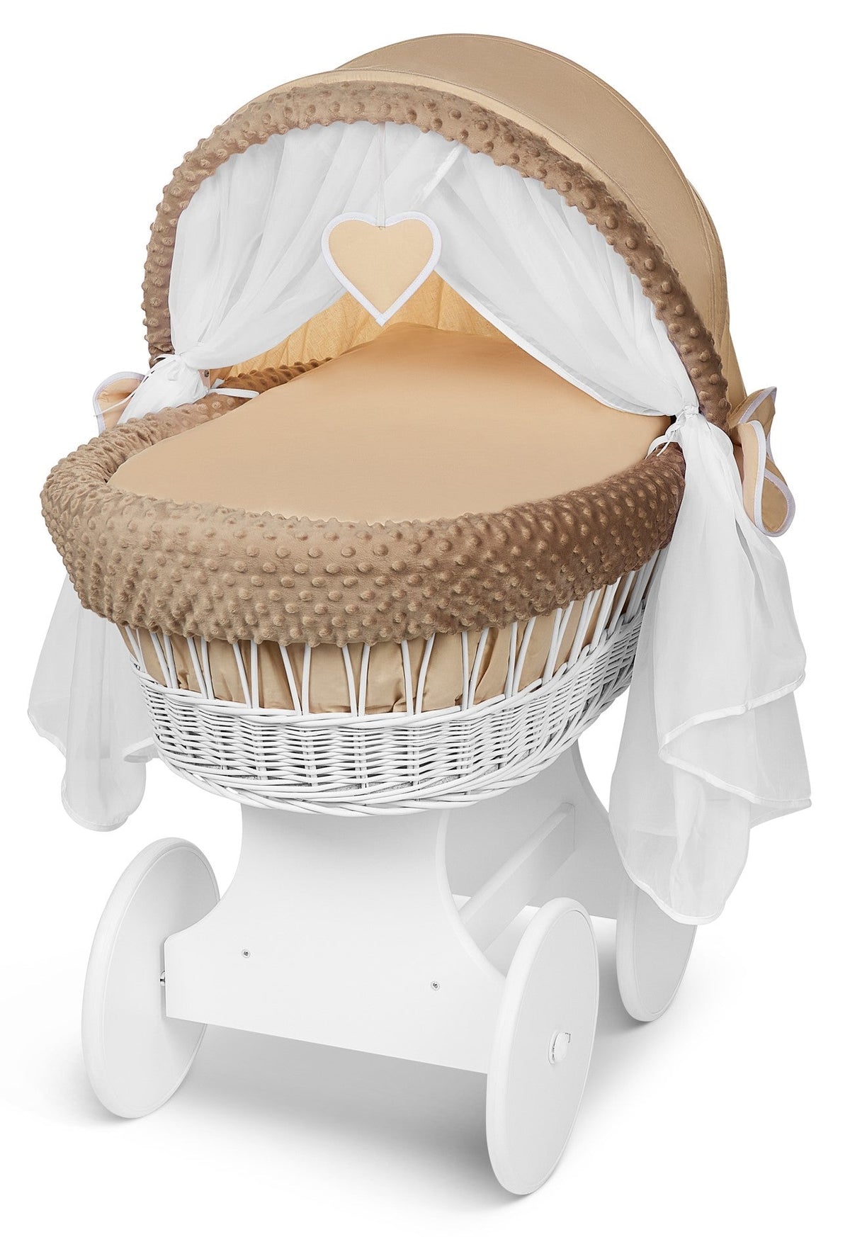 Lullaby Lane White Wicker Moses Basket With Stand And Canopy Wheels For Easy Mobility And Cozy Newborn Sleep — image 3