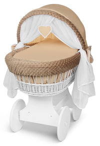 Lullaby Lane White Wicker Moses Basket With Stand And Canopy Wheels For Easy Mobility And Cozy Newborn Sleep thumbnail 3