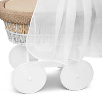 Lullaby Lane White Wicker Moses Basket With Stand And Canopy Wheels For Easy Mobility And Cozy Newborn Sleep thumbnail 7