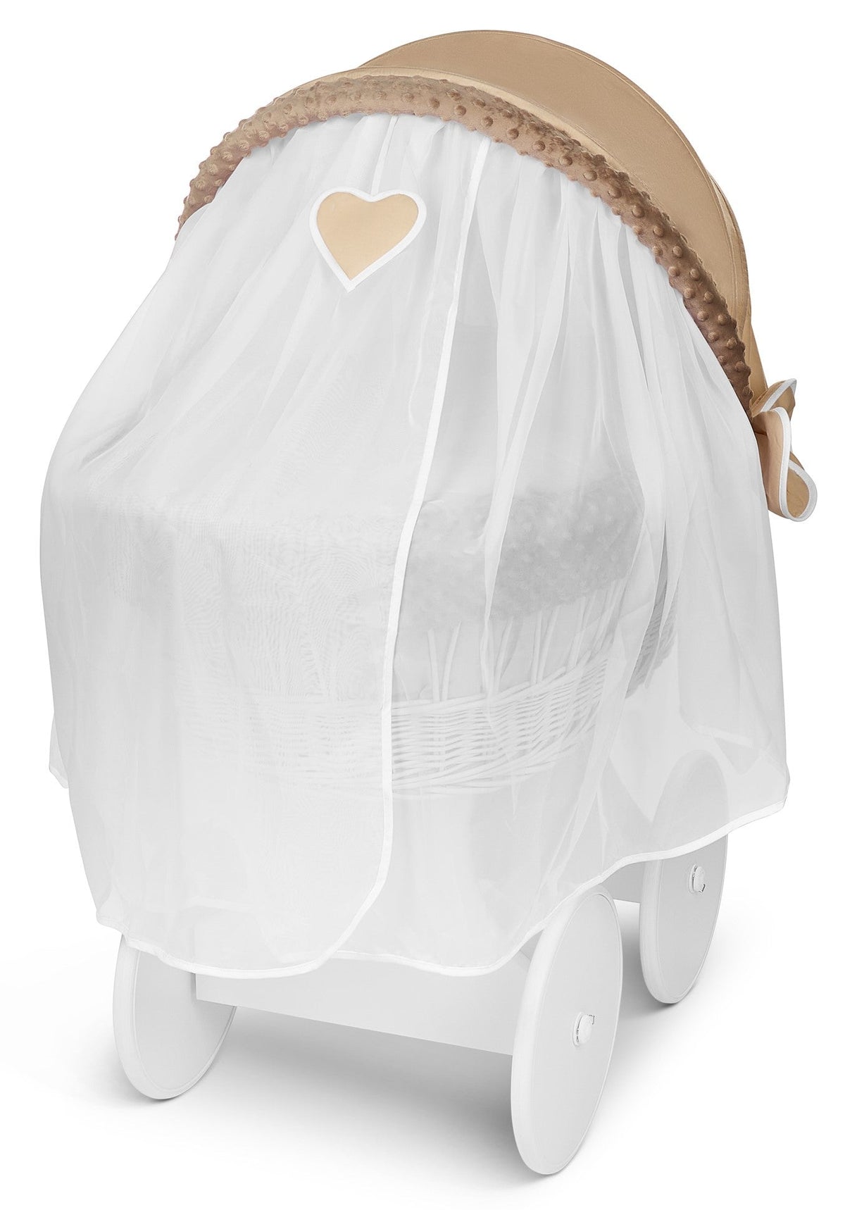 Lullaby Lane White Wicker Moses Basket With Stand And Canopy Wheels For Easy Mobility And Cozy Newborn Sleep — image 8