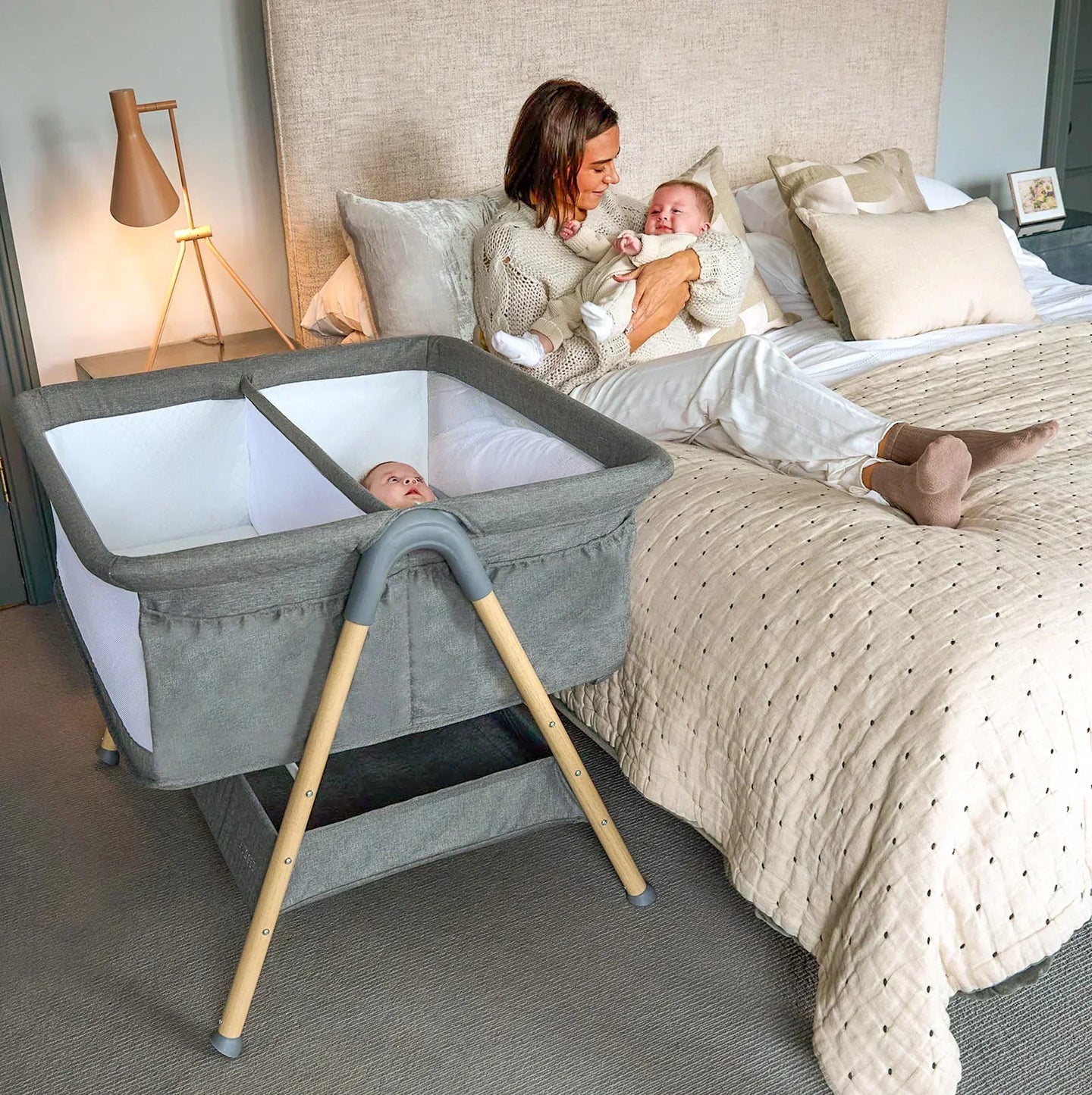 Twin Bedside Crib - Safe Co-Sleeping Solution For Newborn Twins — image 7