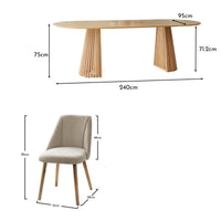 Willow Pale Oak Dining Table Set - 6 Seater - Freya Sand Dining Chairs - Whitewash Legs thumbnail 10