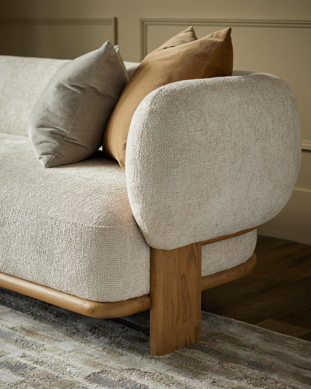 Florence natural fabric with light wood 3 seater sofa — image 10