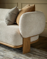Florence natural fabric with light wood 3 seater sofa thumbnail 10
