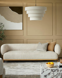 Florence natural fabric with light wood 3 seater sofa thumbnail 3