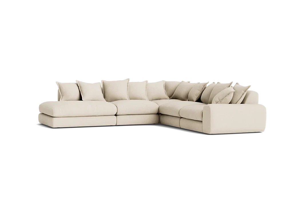 Wodge Modular Chaise Corner Sofa - Large Right Hand - Slubby - Whipped Cream - White
