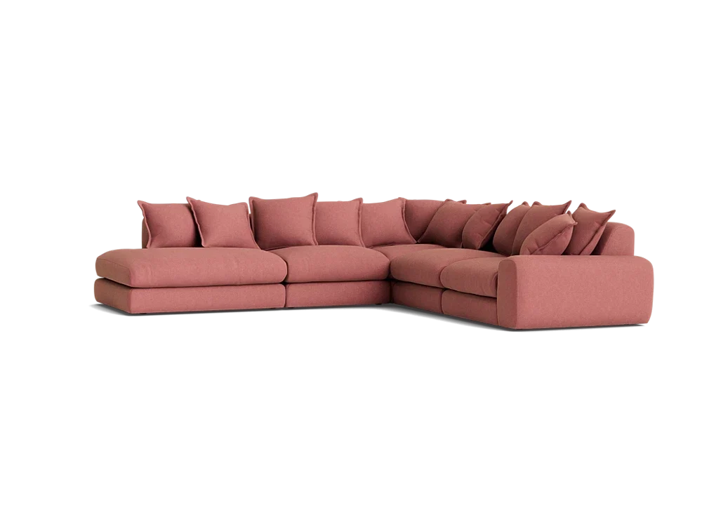 Wodge Modular Chaise Corner Sofa - Large Right Hand - Slubby - Whipped Cream - White — image 5