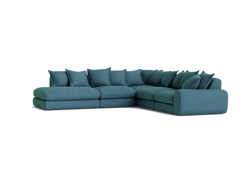 Wodge Modular Chaise Corner Sofa - Large Right Hand - Slubby - Whipped Cream - White — image 3