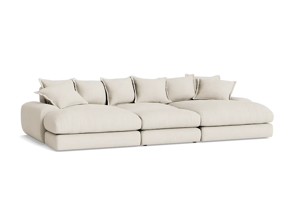 Wodge Chaise Movie Sofa - Cinema - Twill - Whipped Cream - White