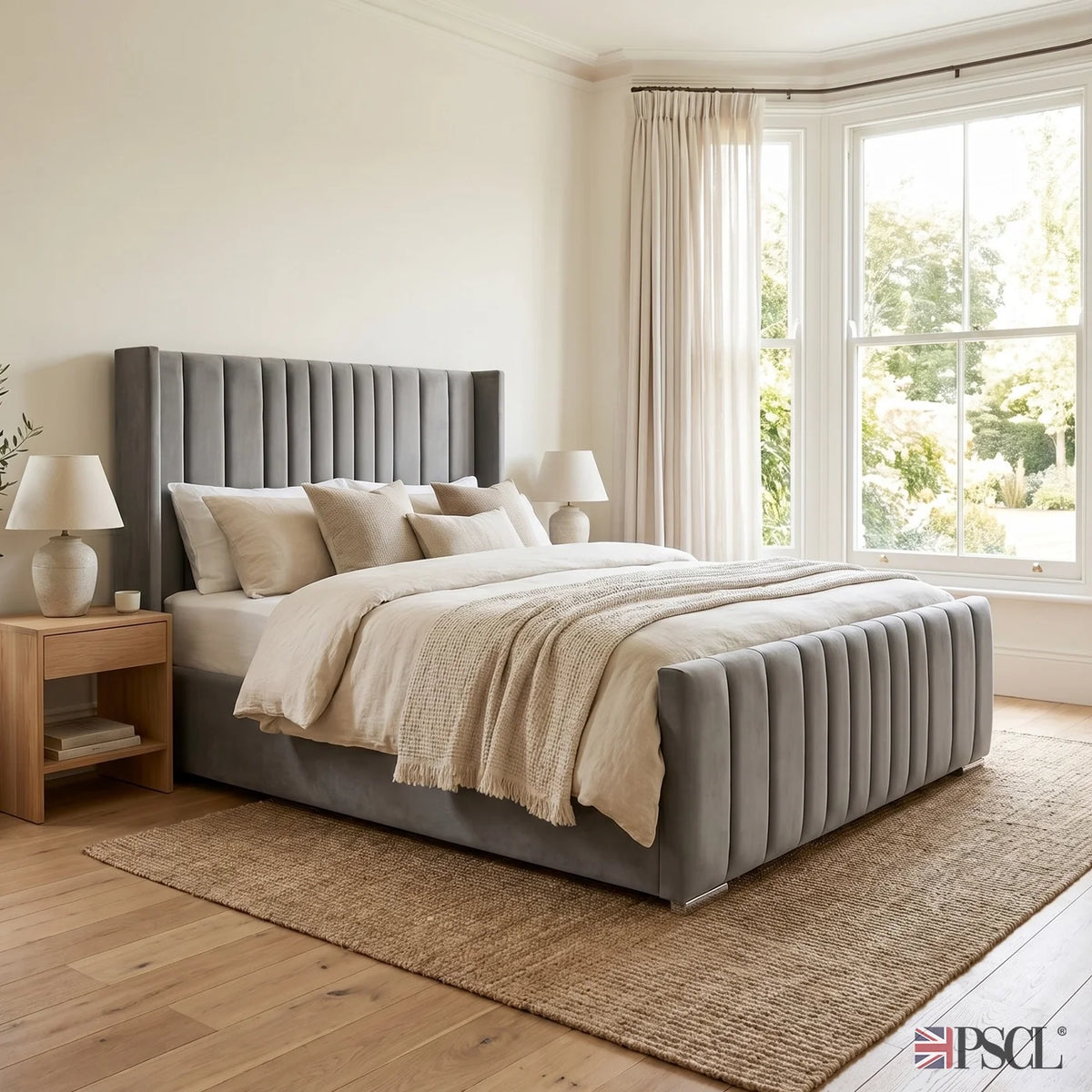PSCL Beds Manhattan Bed Frame, Luxury Wingback Headboard — image 8