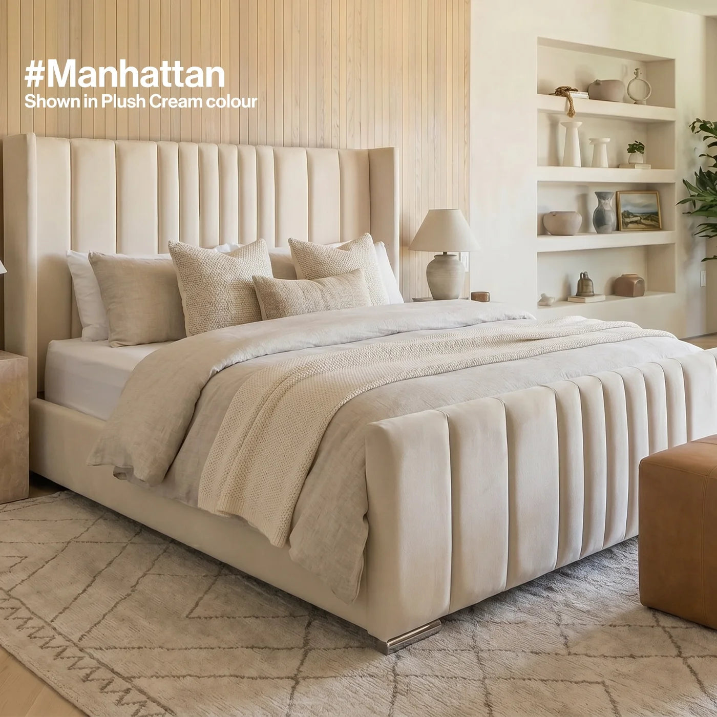 PSCL Beds Manhattan Bed Frame, Luxury Wingback Headboard — image 11