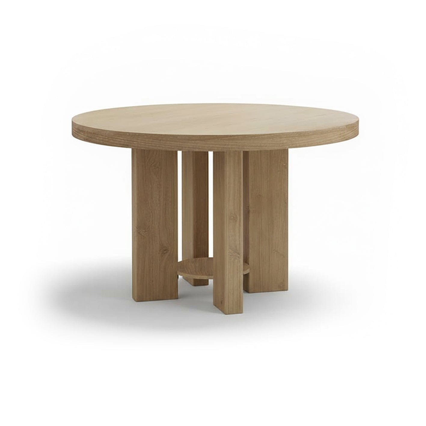 Marlon Whitewash Oak Round Dining Table Set - 4 Seater - Freya Sand Dining Chairs - Whitewash Oak Legs — image 6