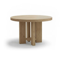 Marlon Whitewash Oak Round Dining Table Set - 4 Seater - Freya Sand Dining Chairs - Whitewash Oak Legs thumbnail 6