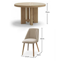 Marlon Whitewash Oak Round Dining Table Set - 4 Seater - Freya Sand Dining Chairs - Whitewash Oak Legs thumbnail 7