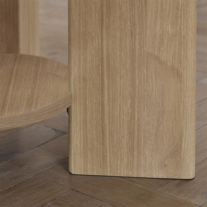 Marlon Whitewash Oak Round Dining Table Set - 4 Seater - Freya Sand Dining Chairs - Whitewash Oak Legs — image 4