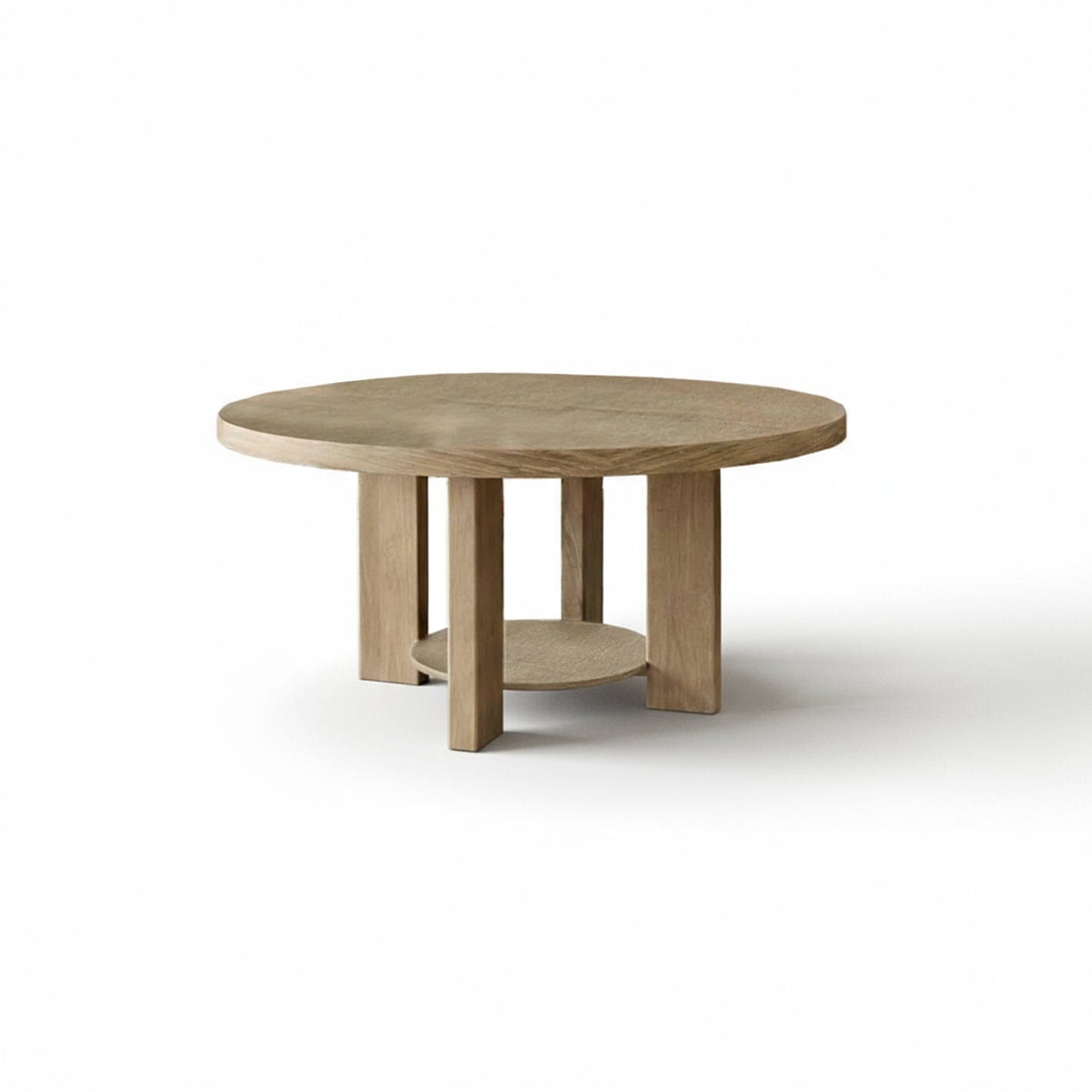Marlon Whitewash Oak Round Dining Table Set - 6 Seater - Carter Whitewash Oak Dining Armchairs — image 9