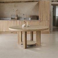 Marlon Whitewash Oak Round Dining Table Set - 6 Seater - Carter Whitewash Oak Dining Armchairs thumbnail 2