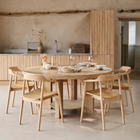 Marlon Whitewash Oak Round Dining Table Set - 6 Seater - Carter Whitewash Oak Dining Armchairs thumbnail 1