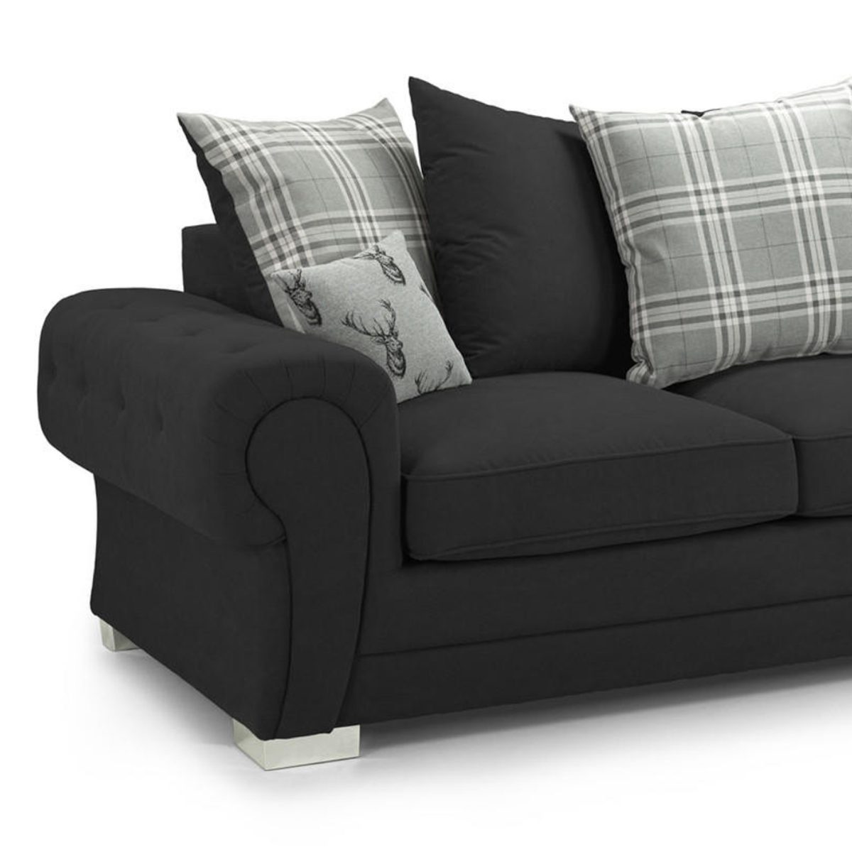 Milan Chesterfield Fabric 3 + 2 Seater Sofa Suite - Scatter Back — image 8
