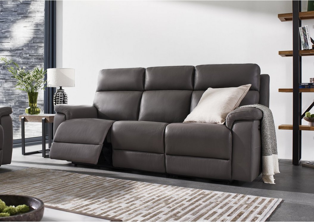 Raven Set of Two 3 Seater Leather Power Recliner Sofas — image 3