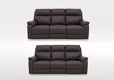 Raven Set of Two 3 Seater Leather Power Recliner Sofas